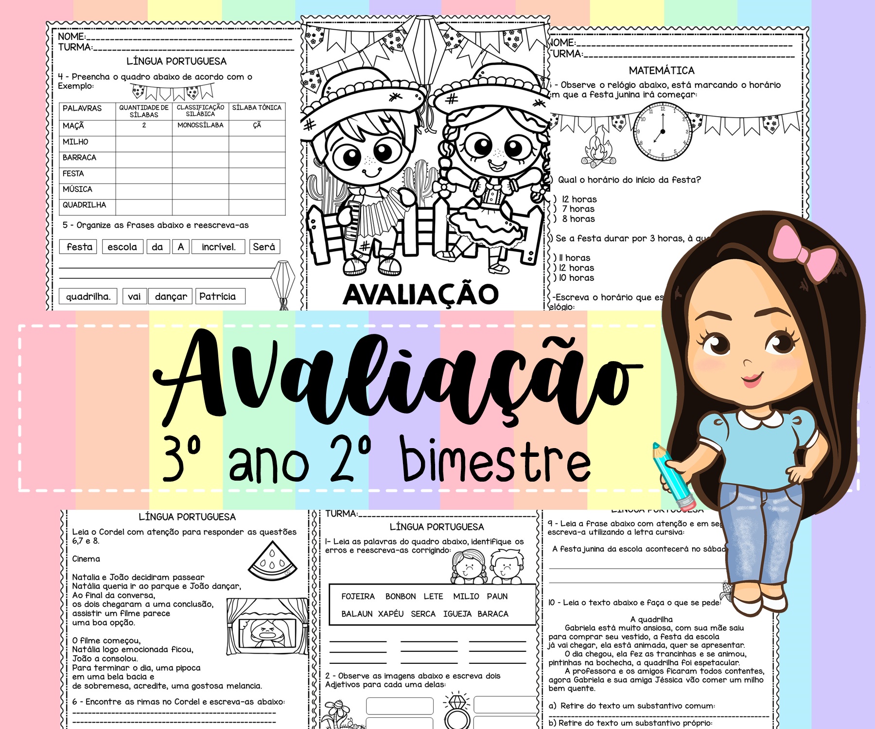 AVALIAÇÃO DE MATEMÁTICA 3º ANO - 4º BIMESTRE - ENSINO FUNDAMENTAL