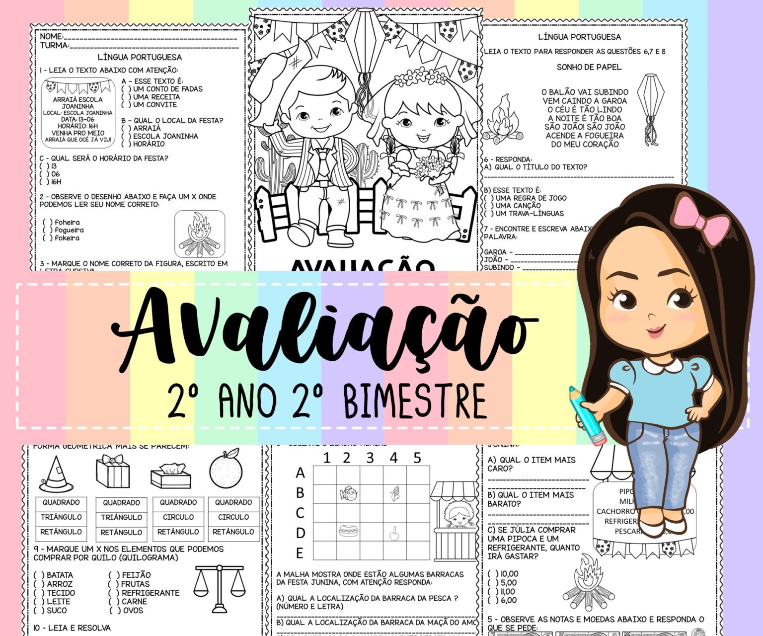Avaliação 2º BIMESTRE – 2º ano – LP e MAT – Professora Nayarah