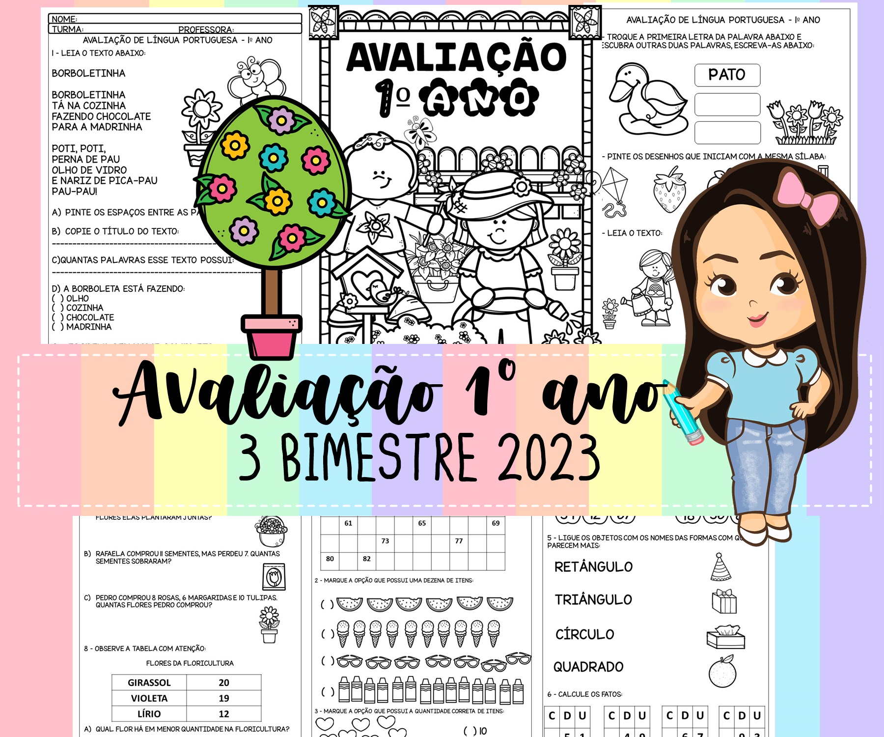 Avaliação de matemática 1º Ano EF - 3º bimestre