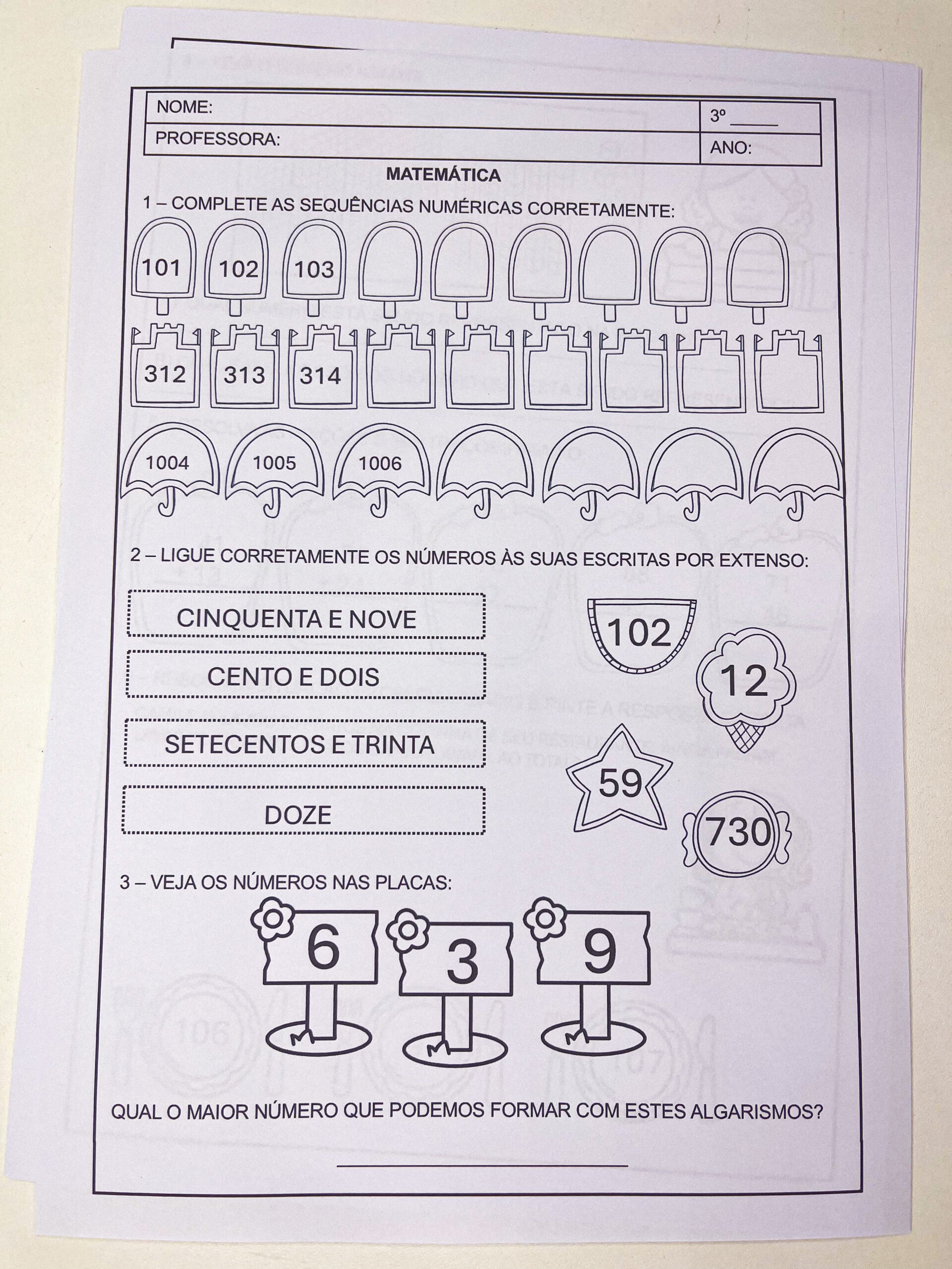 Avaliação 3º ano - 1º bimestre - 2026 - Imagem 5