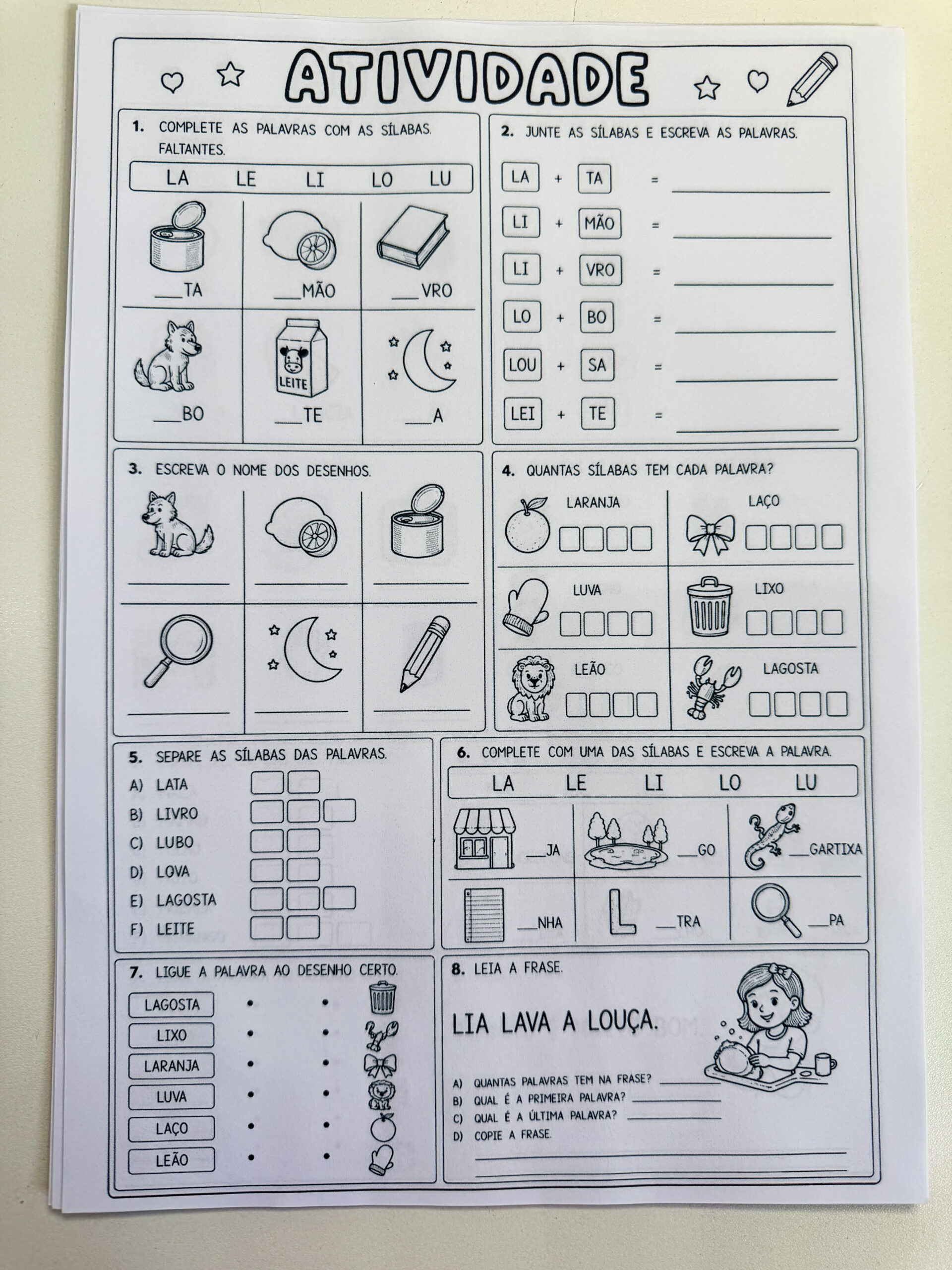 Combo de tarefas para casa - sílabas simples. - Imagem 5